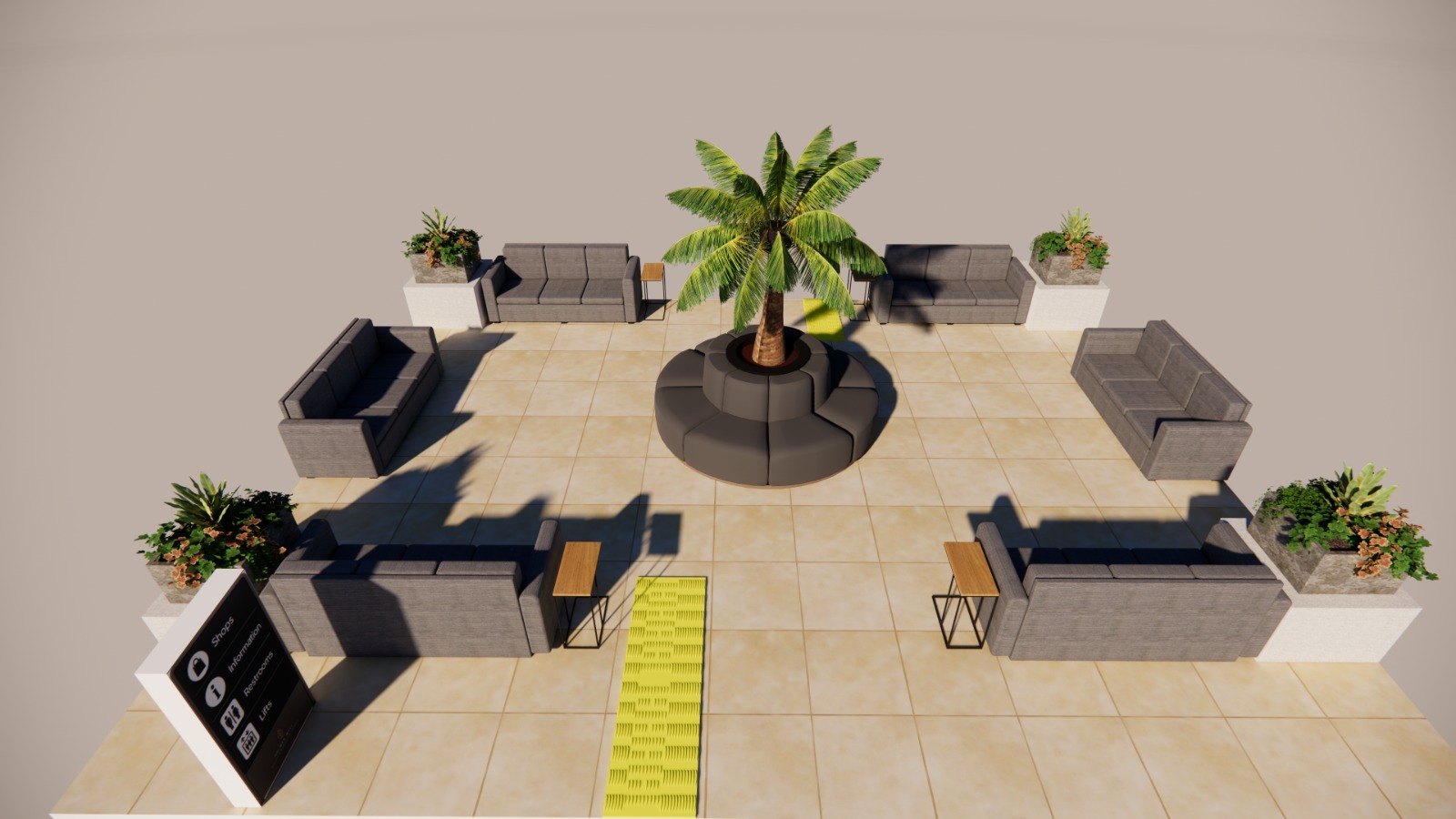 Seating Cluster — Wayfinding Render
