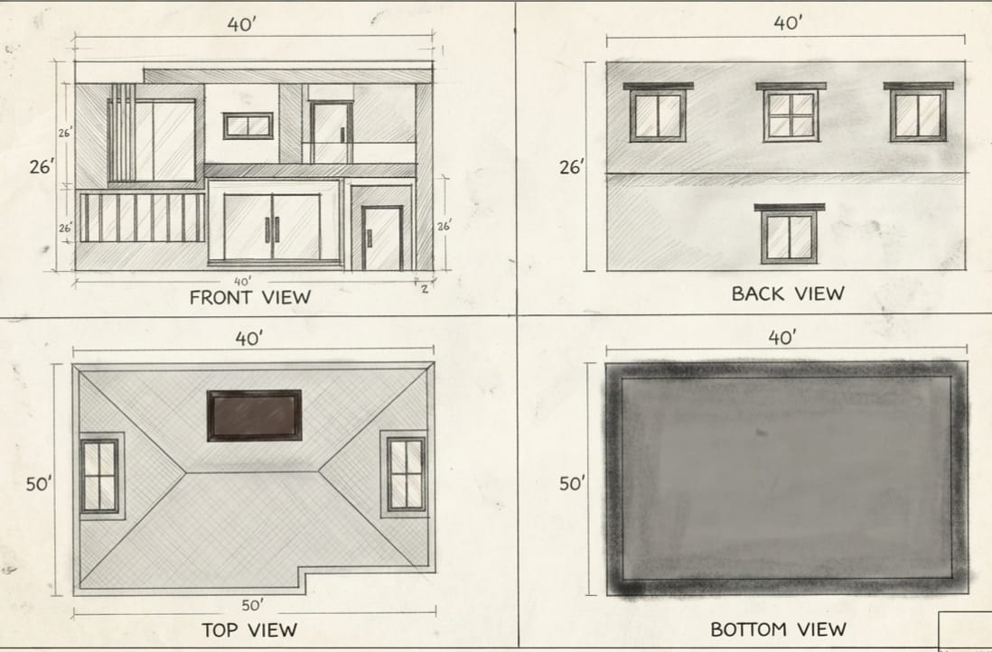Hand-Drawn Elevation Study