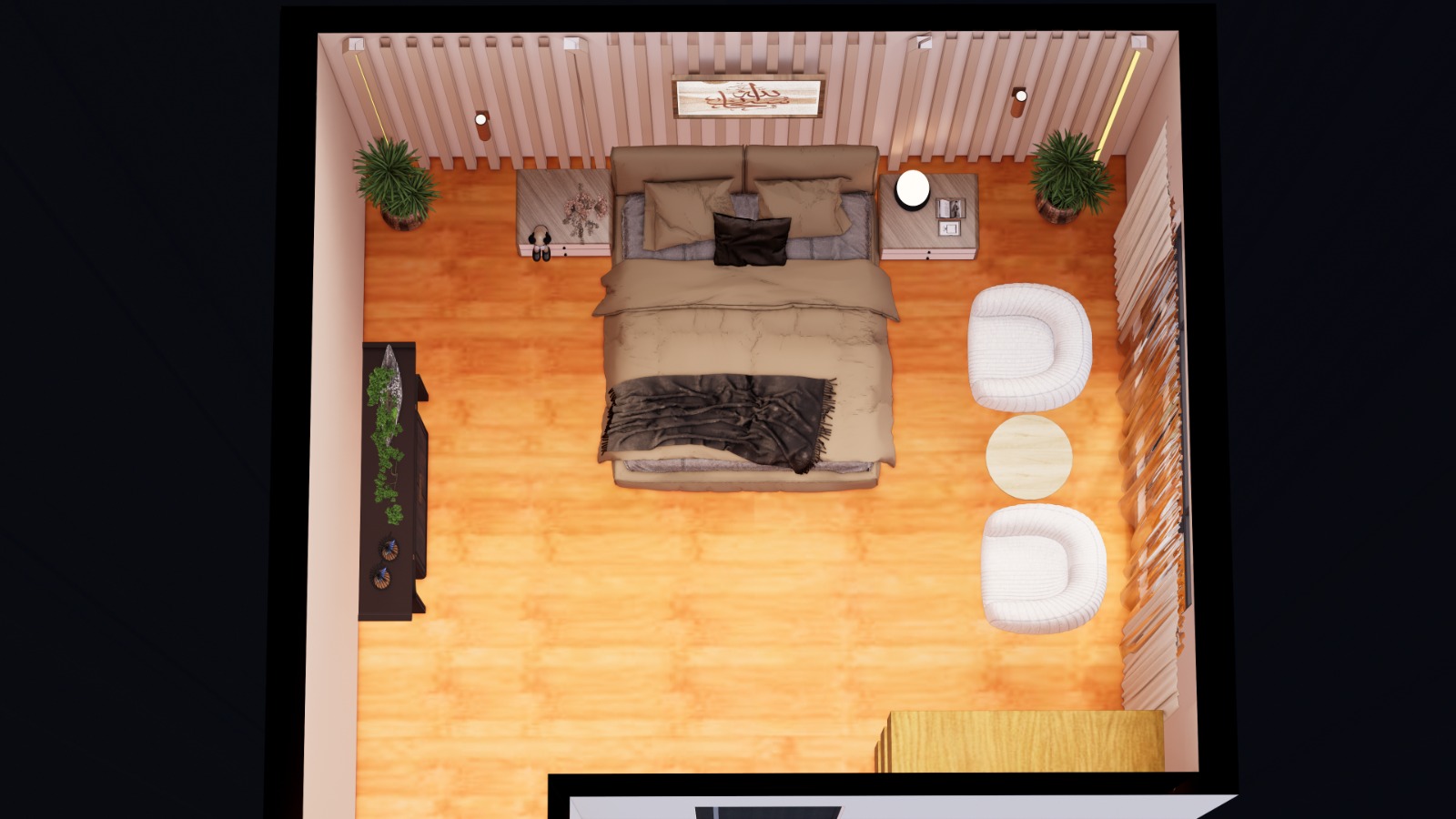 Master Bedroom — Top-Down Render