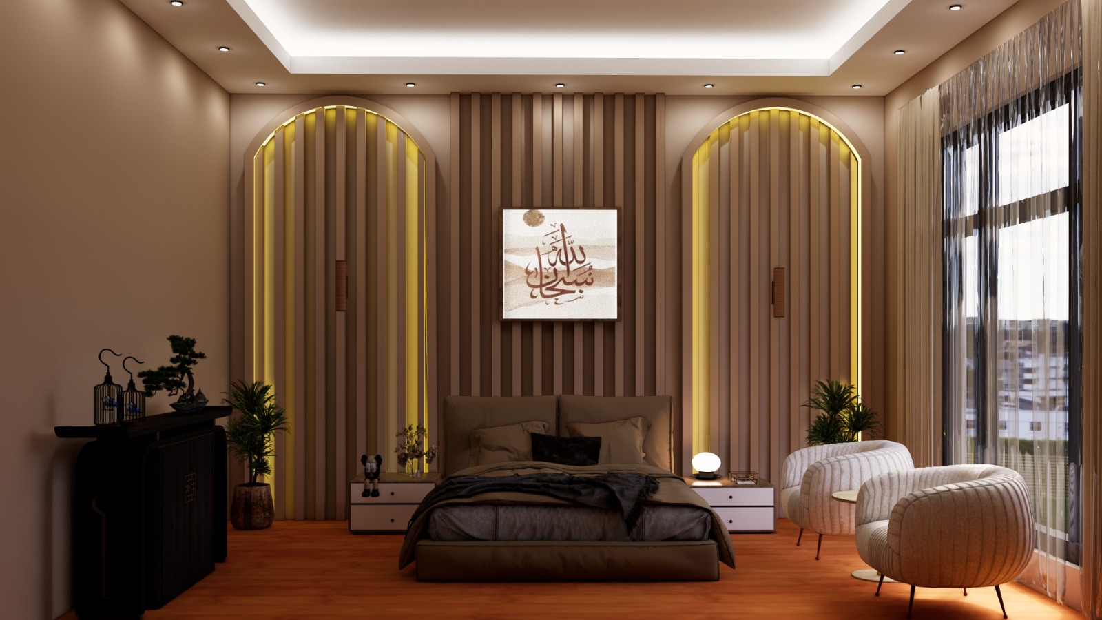 Master Bedroom — Arched Feature Wall